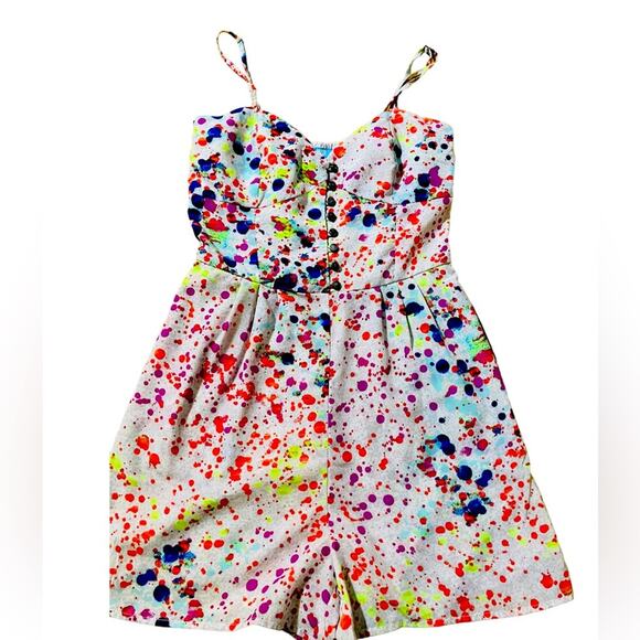 Multi-Colored Paint Splashed Romper - Picture 1 of 5